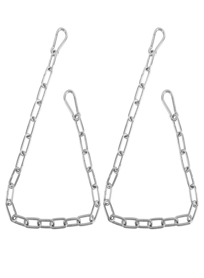 Urkupoo 2 Pack Outdoor Gate Chain Lock with 4 Carabiners, Adjustable 5/32 x 28 Inch Security Gate Latch Chain, One Handed Operate Gate Chain for Fence Garden Yard Farm Barn, Silver - Image 1